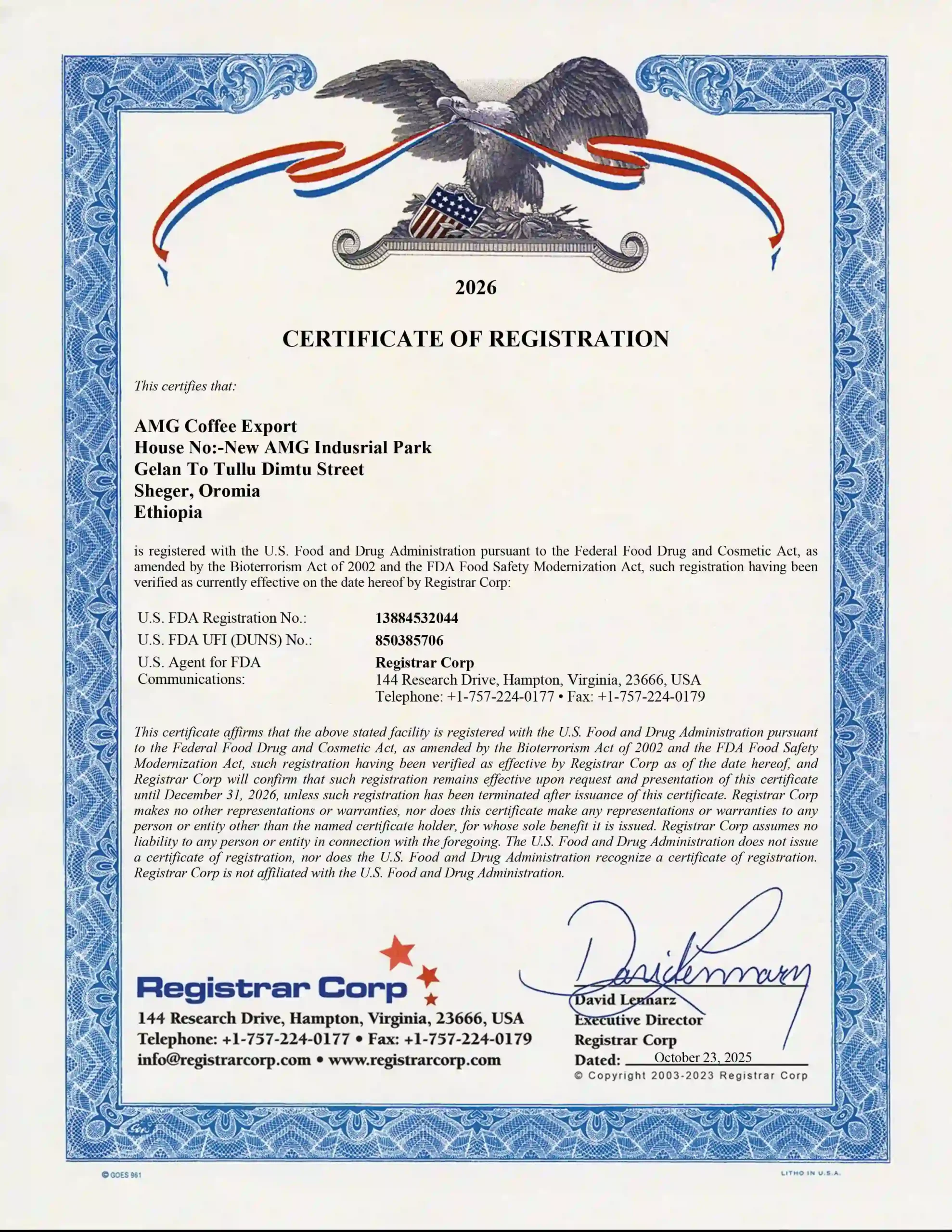 AMG-FDA-REGISTRATION